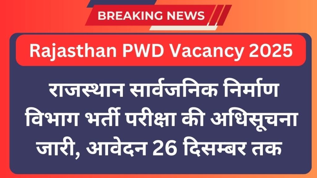 Rajasthan PWD Vacancy 2025