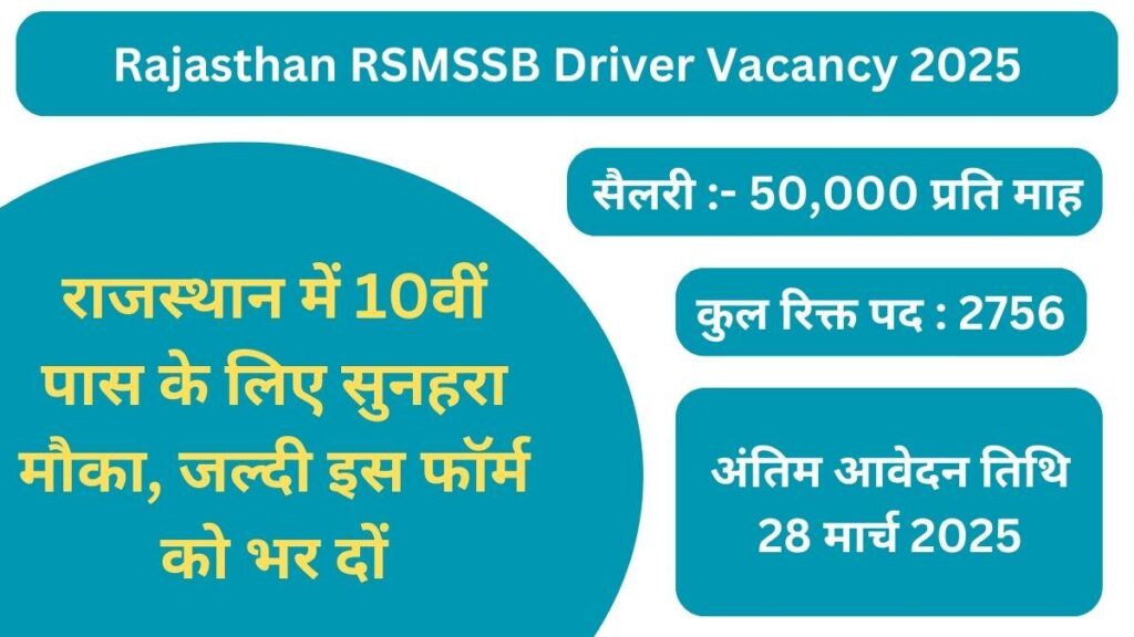 Rajasthan RSMSSB Driver Vacancy 2025